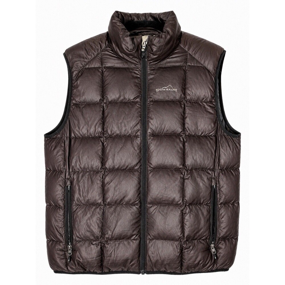 Eddie Bauer Goose Down Puffer Vest Mens L Brown 700 Fill Power Quilted Outdoor